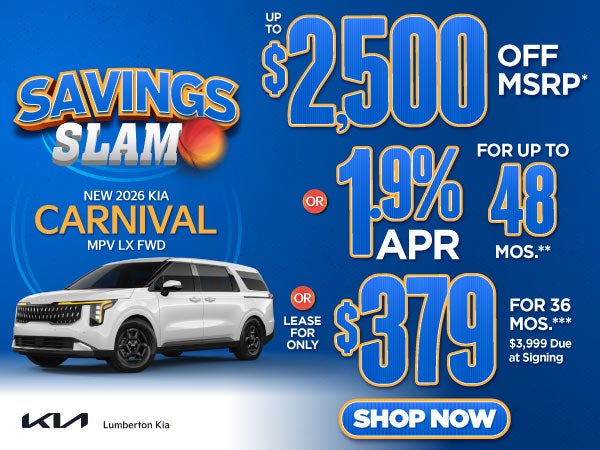 New 2026 Kia Carnival MPV LX FWD	"Up to $2,500 Off MSRP* OR 