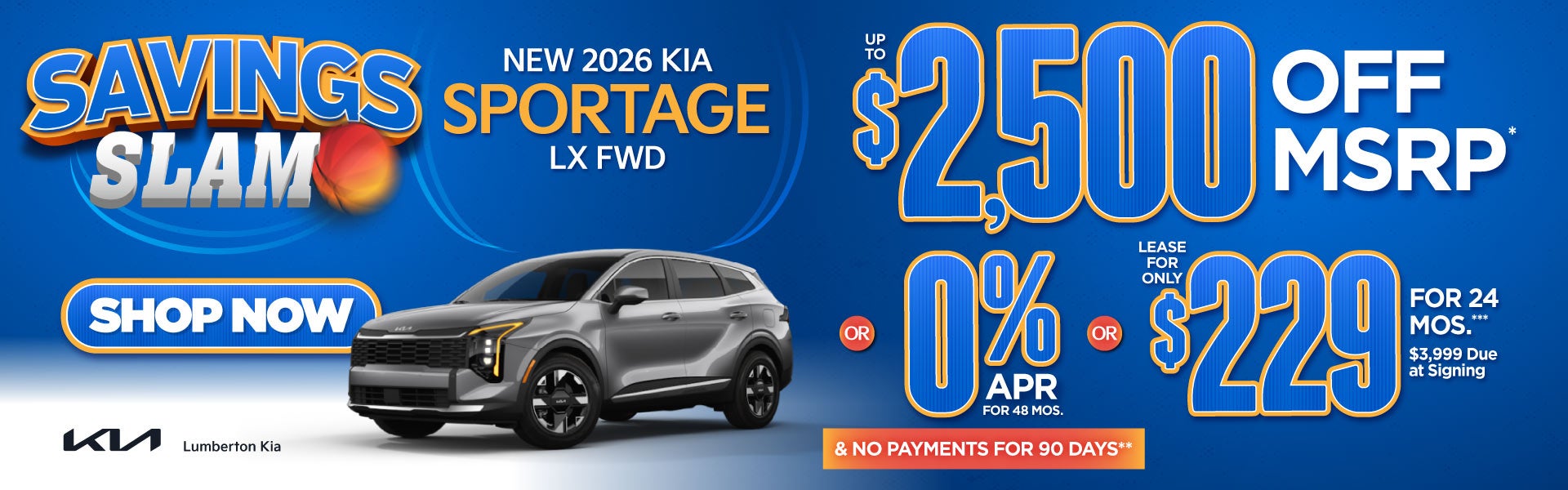New 2026 Kia Sportage LX FWD	"Up to $2,500 Off MSRP* OR 0% A