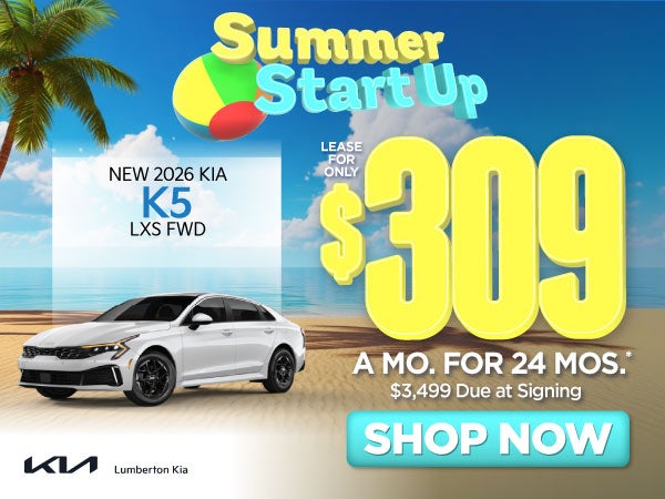 New 2026 Kia K5 LXS FWD	"Lease for only $309 for 24 months* 