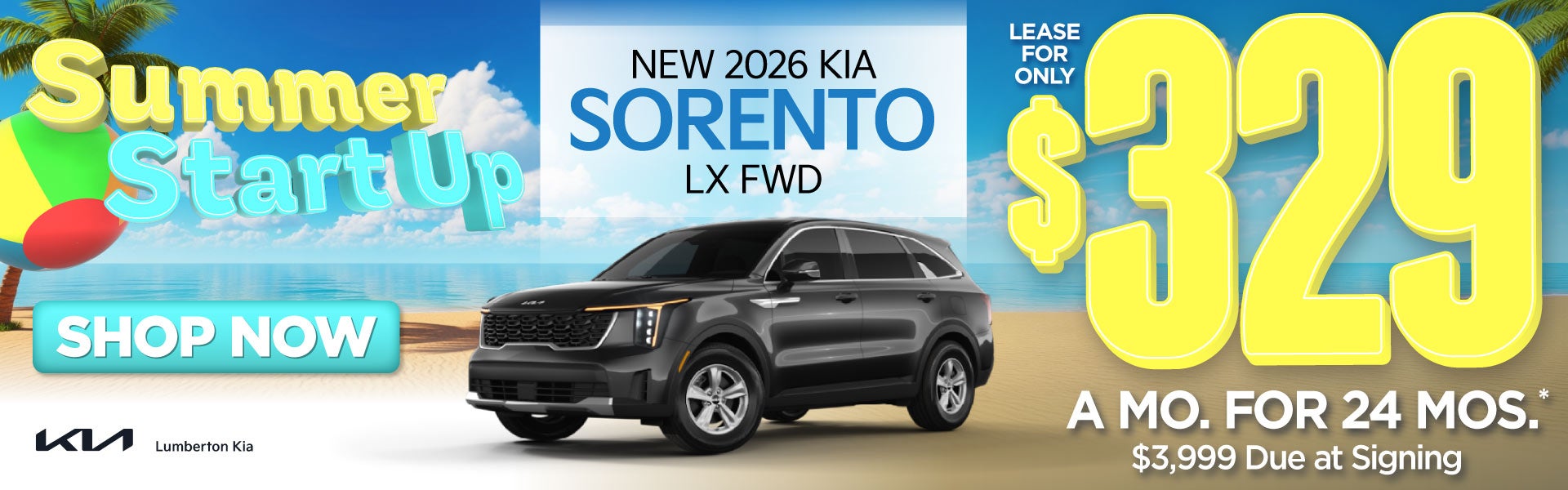 New 2026 Kia Sorento LX FWD	"Lease for only $329 for 24 mont