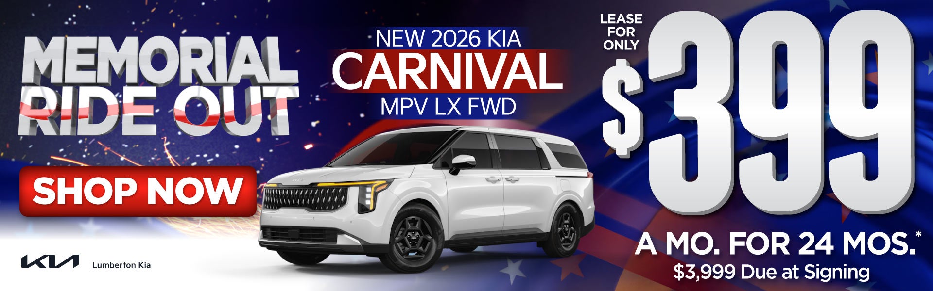 New 2026 Kia Carnival MPV LX FWD	"Lease for only $399 for 24