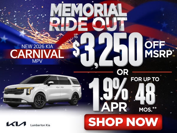 New 2026 Kia Carnival MPV	"Up to $3,250 Off MSRP* OR 1.9% AP