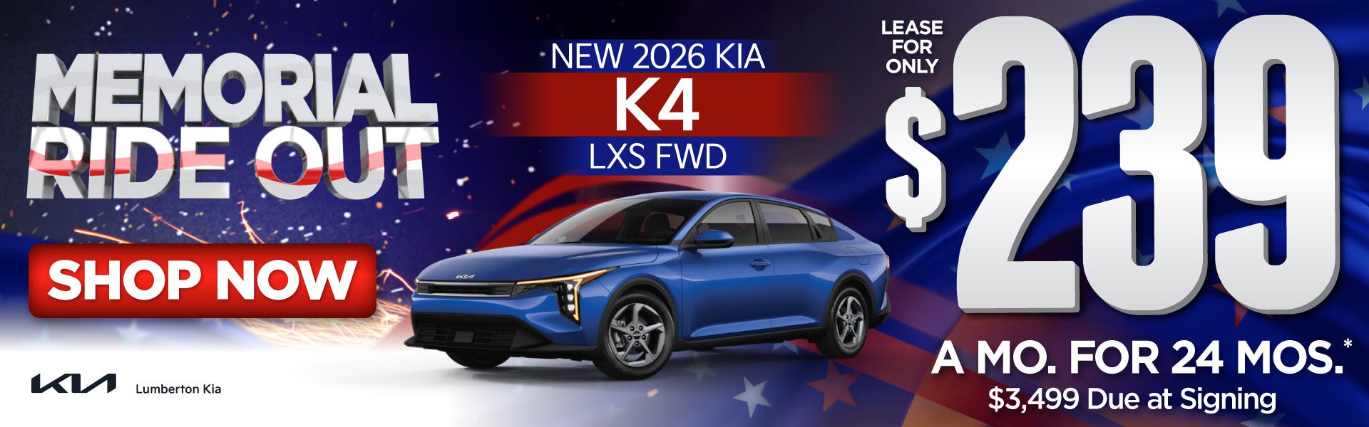 New 2026 Kia K4 LXS FWD	"Lease for only $239 for 24 months* 