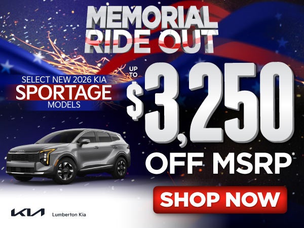 Select New 2026 Kia Sportage Models	Up to $3,250 Off MSRP*