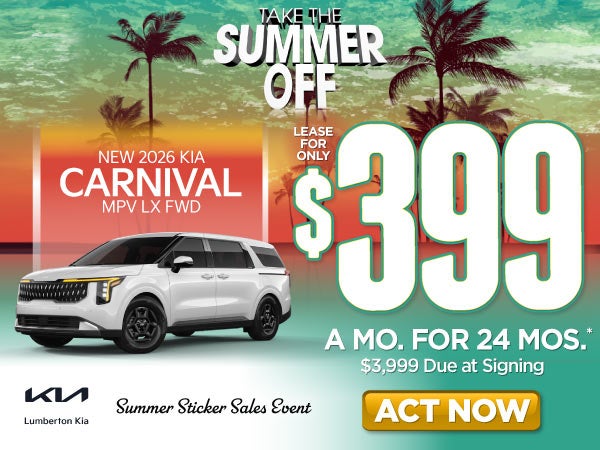 New 2026 Kia Carnival MPV LX FWD	"Lease for only $399 for 24