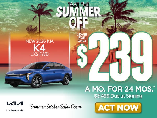 New 2026 Kia K4 LXS FWD	"Lease for only $239 for 24 months* 