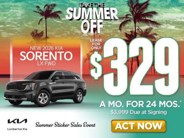 New 2026 Kia Sorento LX FWD	"Lease for only $329 for 24 mont