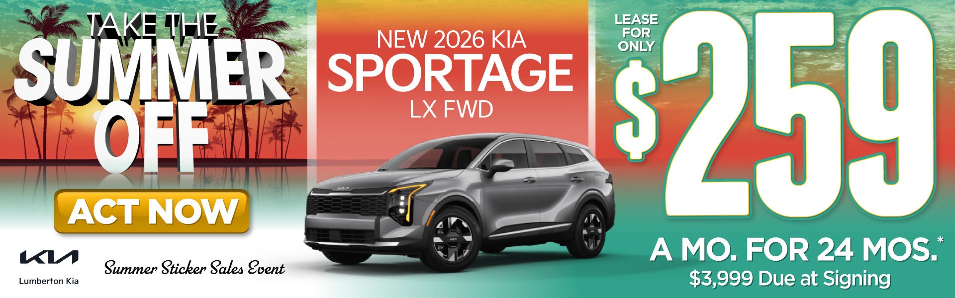 New 2026 Kia Sportage LX FWD	"Lease for only $259 for 24 mon