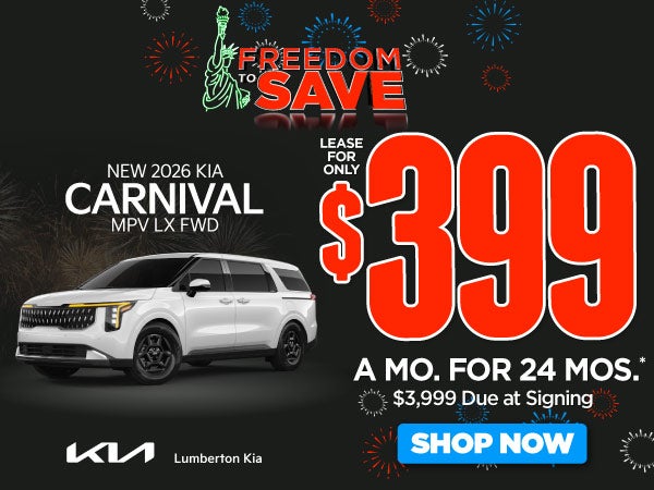 New 2026 Kia Carnival MPV LX FWD	"Lease for only $399 for 24