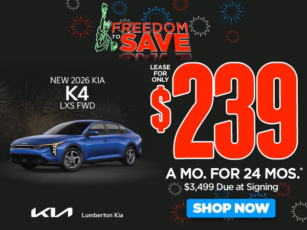 New 2026 Kia K4 LXS FWD	"Lease for only $239 for 24 months* 