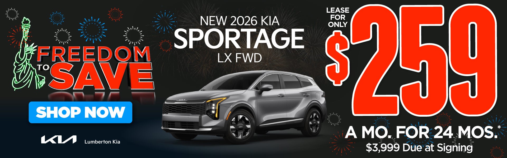 New 2026 Kia Sportage LX FWD	"Lease for only $259 for 24 mon