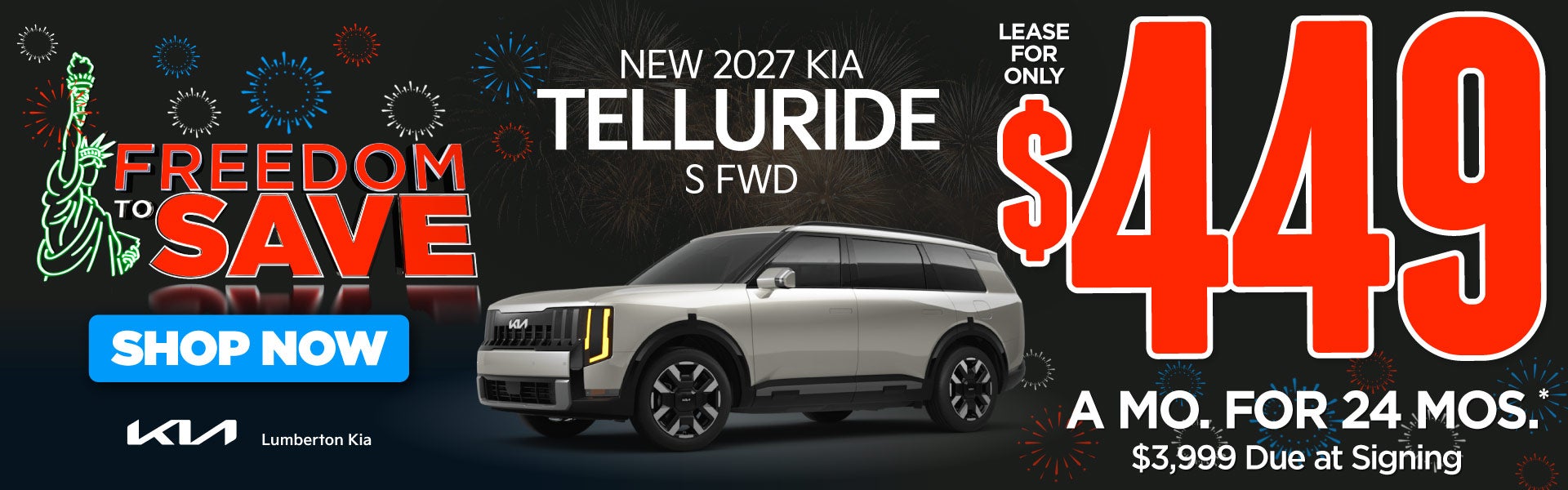 New 2027 Kia Telluride S FWD	"Lease for only $449 for 24 mon