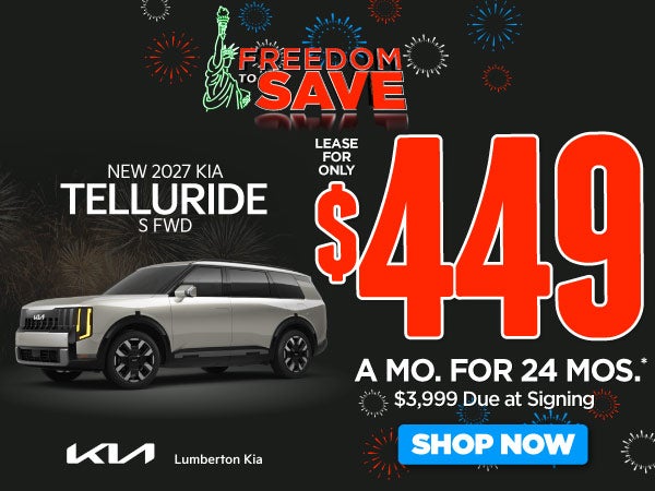 New 2027 Kia Telluride S FWD	"Lease for only $449 for 24 mon