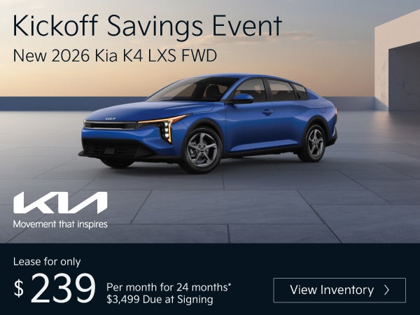 New 2026 Kia K4 LXS FWD	"Lease for only $239 for 24 months* 