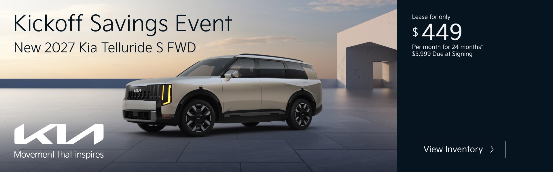 New 2027 Kia Telluride S FWD	"Lease for only $449 for 24 mon