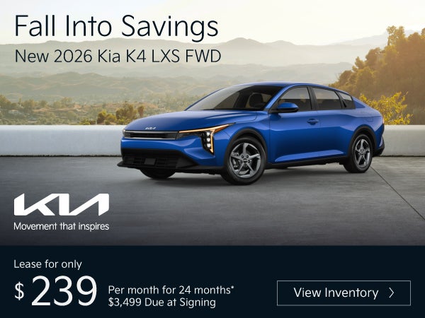 New 2026 Kia K4 LXS FWD	"Lease for only $239 for 24 months* 