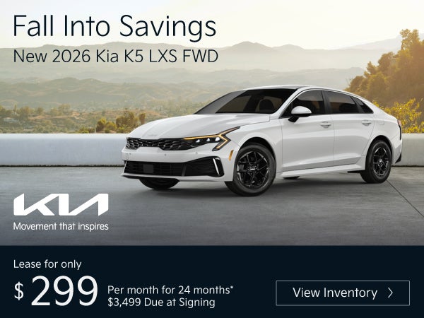 New 2026 Kia K5 LXS FWD	"Lease for only $299 for 24 months* 