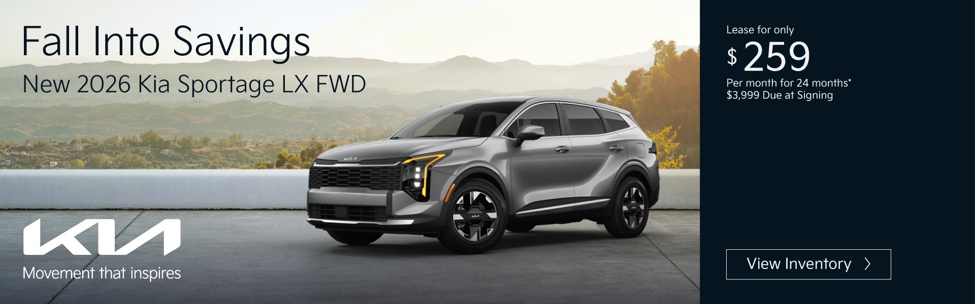 New 2026 Kia Sportage LX FWD	"Lease for only $259 for 24 mon